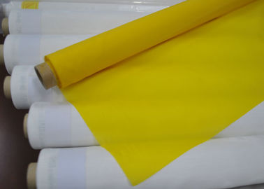 ผ้าไหมโพลีเอสเตอร์ยาวยืดสำหรับพิมพ์หน้าจอสีขาว / สีเหลือง