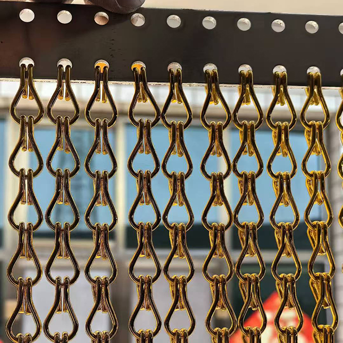 View of Aluminium Double Hook Chain Link Decorative Wire Mesh Door Curtain