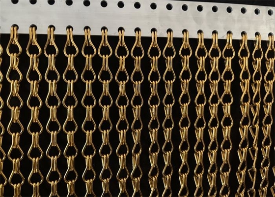 อลูมิเนียม สีสันคู่ Hook Chain Link Mesh ผ้าม่าน / การตกแต่งโลหะ Mesh ผ้าม่าน Chain Drapery ผ้า