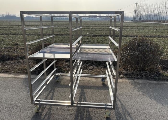 ขนาดที่กําหนดเอง สแตนเลส 304 316 ตะเบียน Rack Trolley กับตะเบียนที่สอดคล้องสําหรับทําขนมและแห้ง