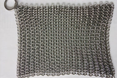 ราคาดี 6 * 8 นิ้วสแตนเลสเหล็กหล่อทำความสะอาดกระทะ Chainmail ขัดพื้นสำหรับเหล็กหล่อกระทะ ออนไลน์