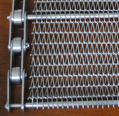 อาหารต่อเนื่องที่ทนความร้อนแบบกําหนดเอง ss304 โลหะ สแตนเลสคาร์บอน บิสกิต พิซซ่าเตาอบ เบเกอรี่เชือก สายสไพร่ เครือข่ายขนส่งสาย