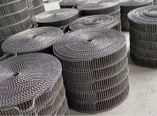 สายพานลำเลียงลวดตาข่ายสแตนเลสแบบดิ้นแบนพร้อมช็อกโกแลต enrobe